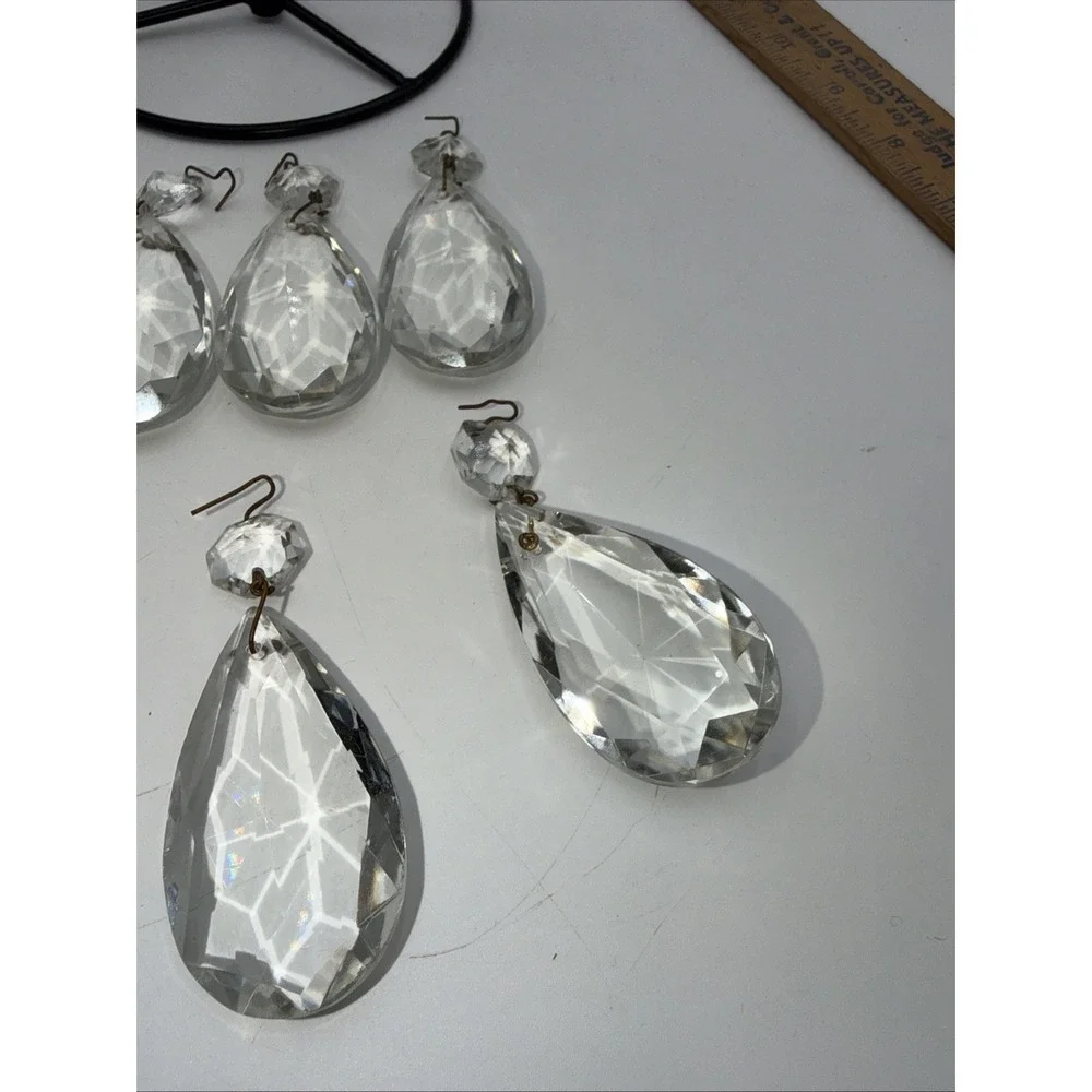 Lot Of 5 Vintage Teardrop Chunky Pear Crystal Chandelier Faceted Prisms